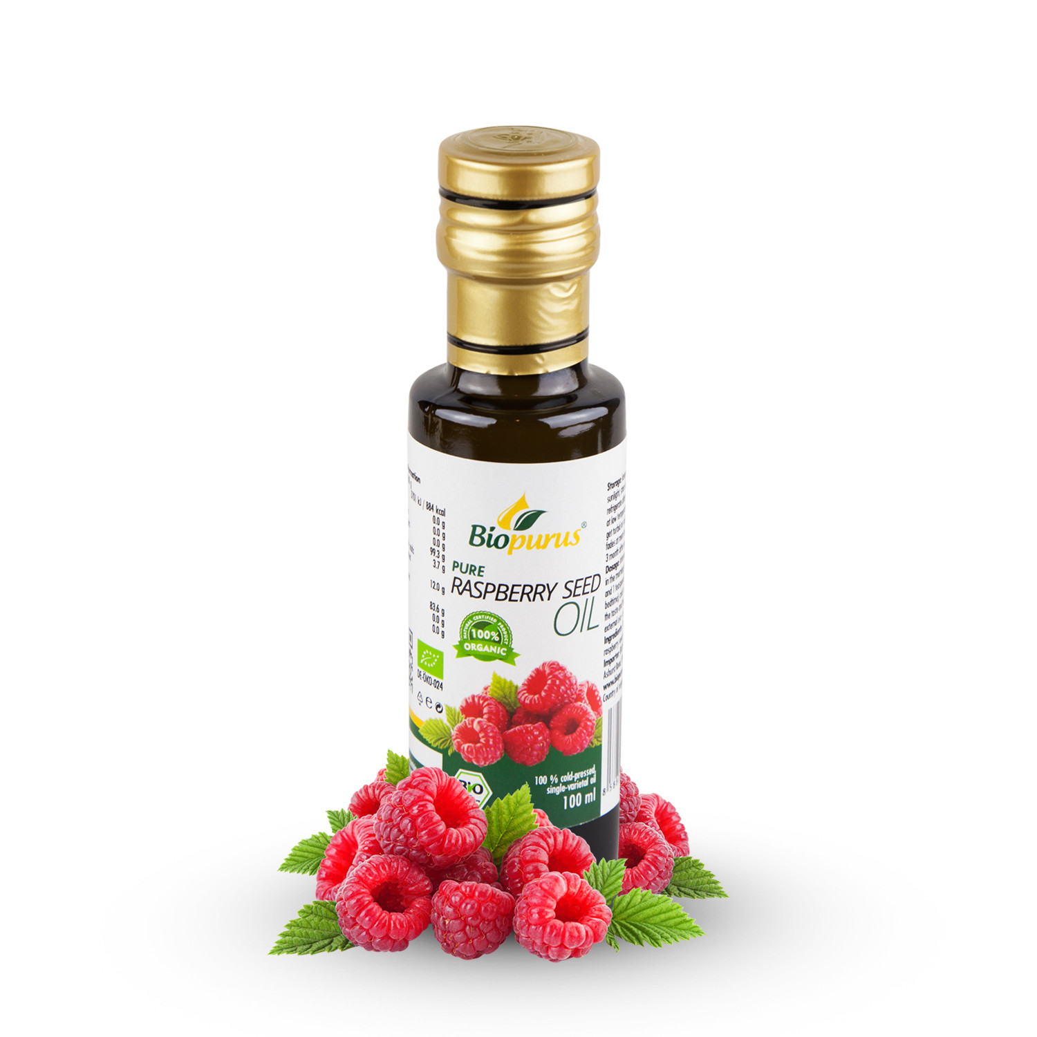 Biopurus Certified Organic Cold Pressed Raspberry Seed Oil 100ml