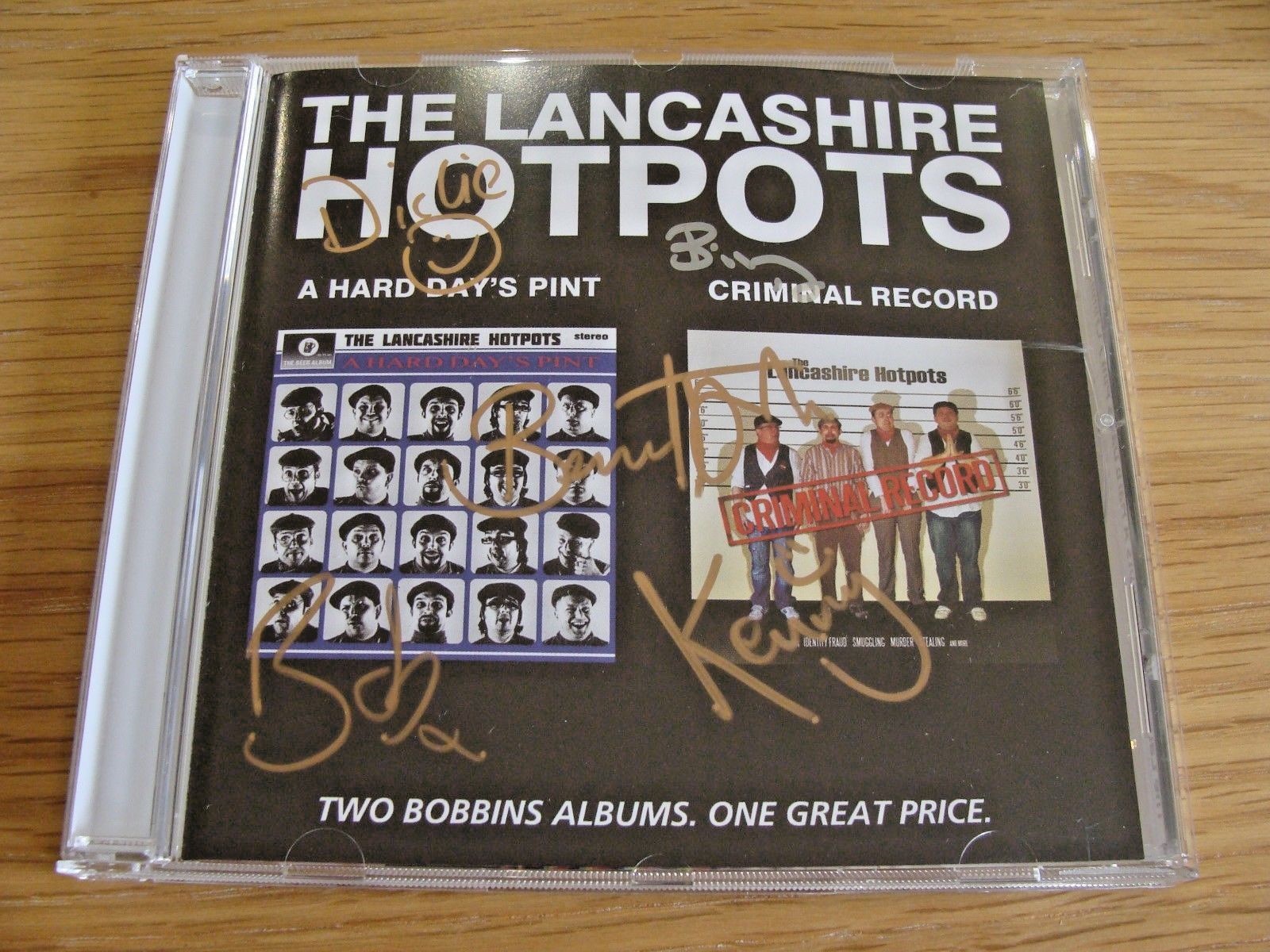 CD Album: The Lancashire Hotpots : A Hard Day's Pint & Criminal Record SIGNED