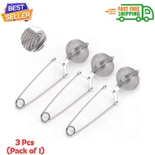 Snap Ball Tea Strainer, 3 Pack Premium Stainless Steel Tea Infuser with Handle .