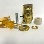 Lamp parts: brass-plated pre-wired bottle kit - 1" adapter GOLD CORD BK-3