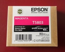 01-2024 New In Box Genuine Epson Pro 3800 Magenta 80ml K3 Ink T5803 T580300