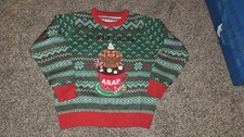 Kids Ugly Christmas Sweater Gingerbread  I Need Cocoa ASAP  Green M  ...NWOT