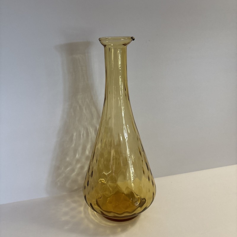 Vintage Amber Glass Decanter Vase 10.5”