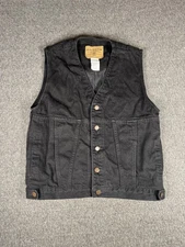 Vintage Arizona Jean Company Vest Mens Small Black Denim Workwear Made USA 90s