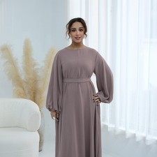 Dubai Abaya Kaftan Solid Color Muslim Women Maxi Robe Ramadan Formal Long Dress