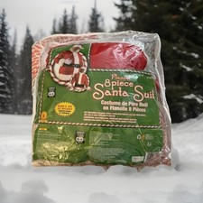 Flannel 8 Piece Santa Claus Suit Standard 40-48 Beard Wig Vintage Set