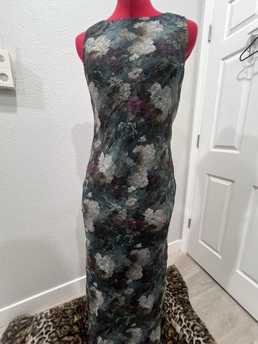 All That Jazz Vintage schwarz Blumen ärmellos Maxikleid 5/6 USA - Bild 5 von 8