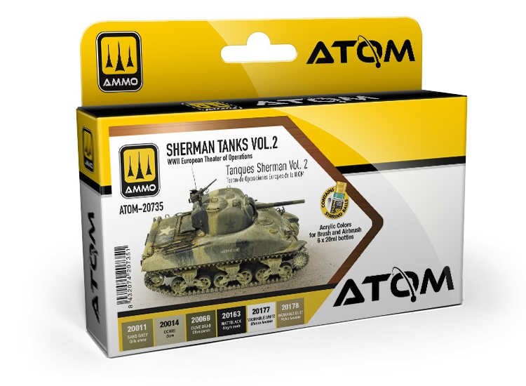 Ammo Mig A.Mig20735 6 x20ml - ATOM Paint Set - Sherman Tanks Vol. 2