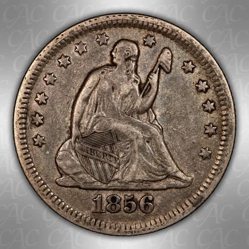 1856 Liberty Seated Quarter CACG VF-35 CAC - Pop 1 at CAC!
