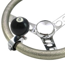 NEW BLACK POOL 8-BALL STEERING WHEEL SPINNER HANDLE CAR TRUCK SUICIDE POWER KNOB