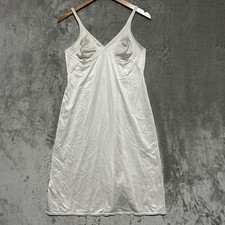 Vintage Vanity Fair Women's Full Slip Dress Size 38 White Satin Nylon Lingerie