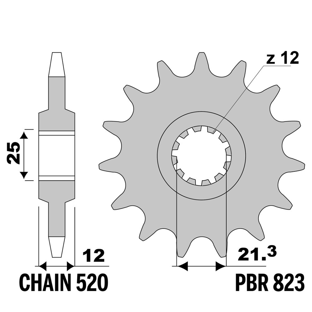 Pignon avant PBR 15 dents pas 520 pour moto Husaberg MX 501 de 1992 à 1995