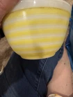 White with Yellow Stripes Pyrex #401 Mixing Bowl 1 1/2 Pt 1965-67