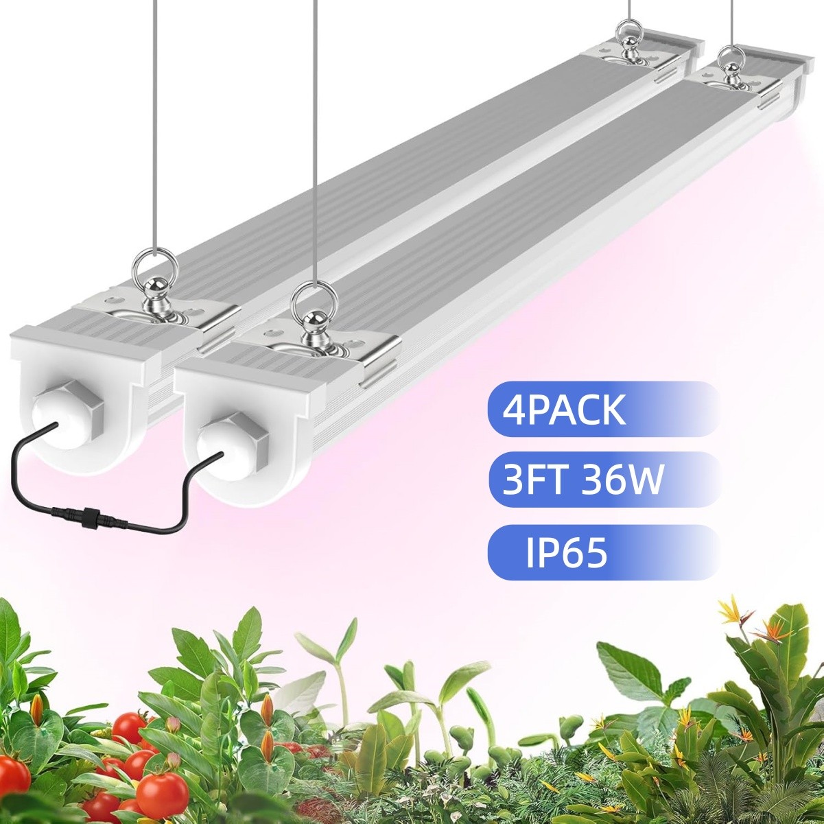 S 36w 5000k Indoor 3' Led Grow Lights Hydroponics Ip65