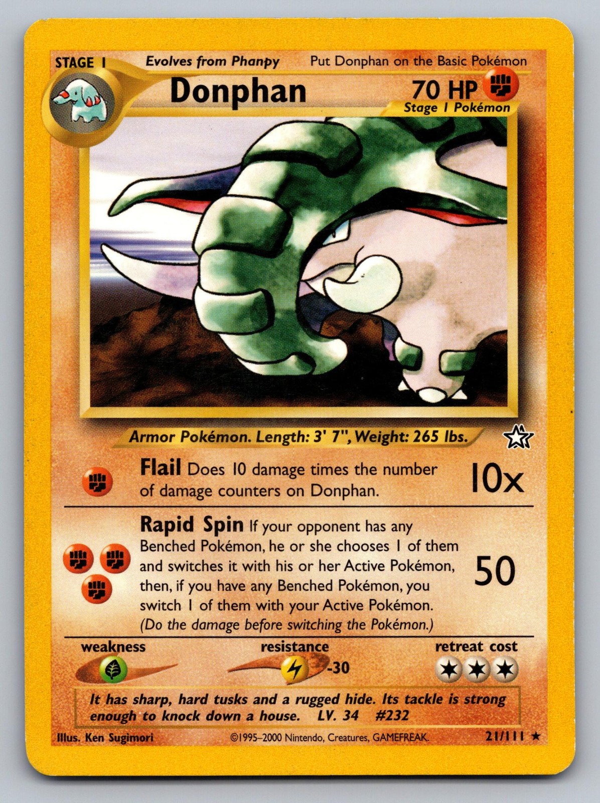 DONPHAN 21/111 RARE NEO GENESIS POKEMON LP