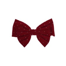Cute Rhinestones Bow Spring Hair Clips Wine Red 1 Pc
