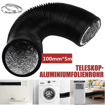 MARKENLOS Alu / PVC Schlauch 5m Flexschlauch Abluftschlauch Lüftungsrohr Aluflex 100mm DHL
