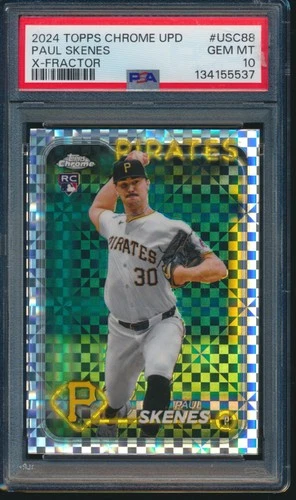 PSA 10 PAUL SKENES 2024 TOPPS CHROME UPDATE X-FRACTOR REFRACTOR RC GEM MINT