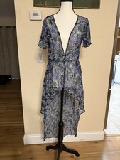 American Eagle Floral Boho Sheer Maxi High Low Chic Cover Up Versatile Dress S