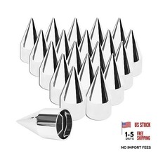 33mm x Spike Lug Nuts Covers Push on,ABS Chrome Plastic Caps 20 4 1/4" Chromed