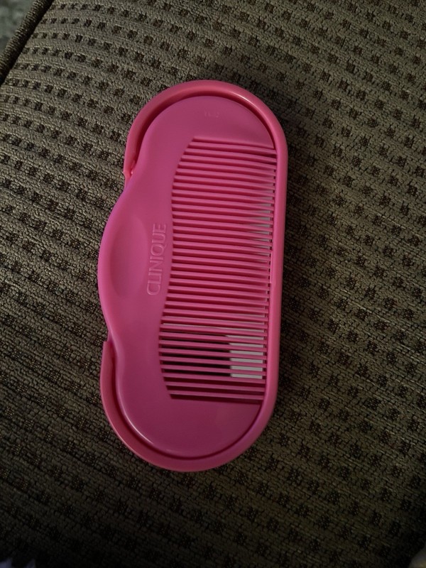 New Vintage 80s Clinique Travel Oval Comb & Compact Mirror Set Pink Plastic