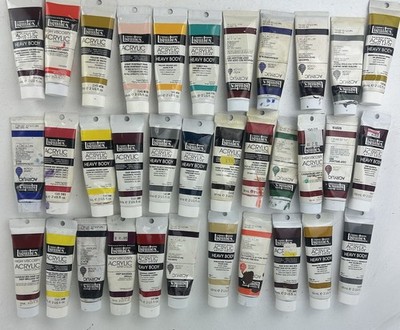 Liquitex Acrylic Used Mixed Paint Lot 34 Tubes