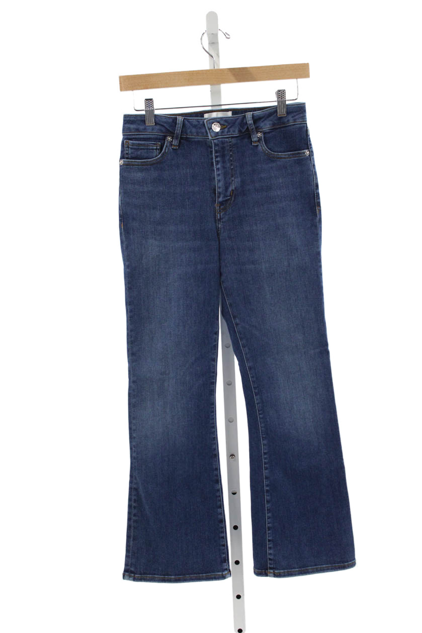 Frame Womens Flared High Waist Blue Jeans Cotton Blend Button Size 26Free Shipping in US $100+ Orders | $6.95 Orders Below