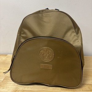 Versace‎ Parfums Médusa Logo Backpack BookBag Tan Brown Shining Nylon Pre owned Versace | Bags | Versace Medusa Nylon Backpack Brand New  main image 2