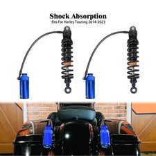 Amortiguador de suspensión trasera depósito remoto azul para Harley Road Electra Glide 14-25