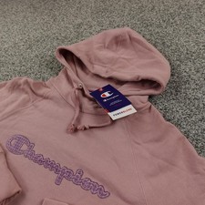 NEW Champion Hoodie Womens S Pink Purple Logo Pullover Sweatshirt Sweater Gym
