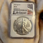 2022 $1 AMERICAN SILVER EAGLE NGC MS70 DON EVERHART HAND SIGNED FLAG LABEL