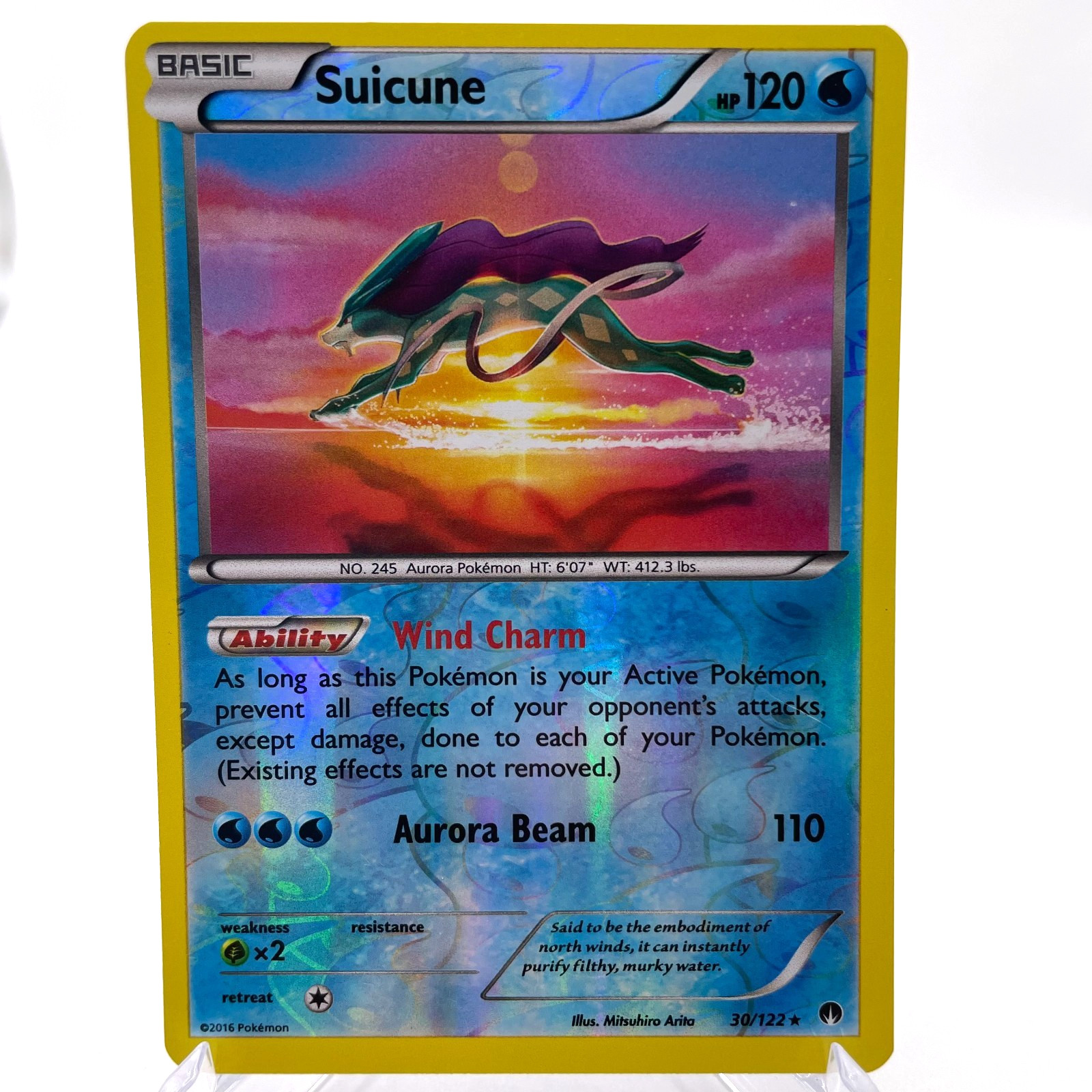 Pokemon TCG Suicune 30/122 Reverse Holo Rare Basic XY BREAKpoint Card NM
