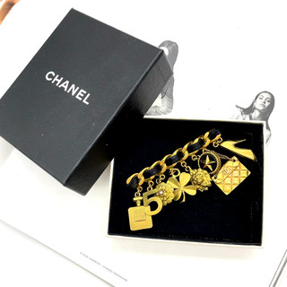 Auth CHANEL Coco Mark Camellia Icon 95P Leather Pin 8 Piece Brooch WBox V090129