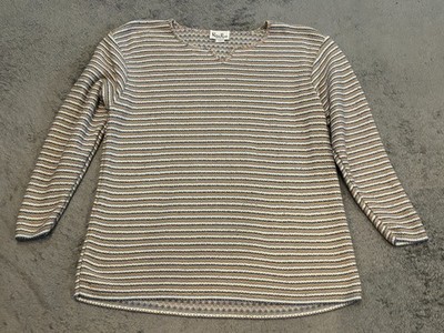 Rebecca Rose Sweater Women s 18/20 V Neck Striped Multicolor Knit Boho Casual