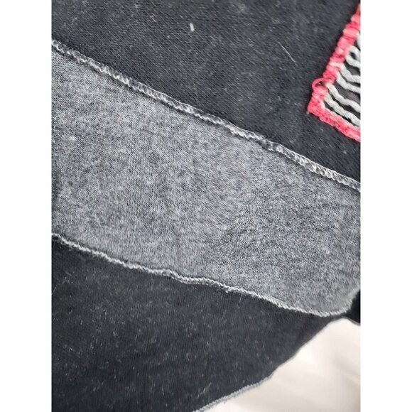 Parsley & Sage Womens Wearable Art Top Small Gray Black Patchwork Long Sleeve