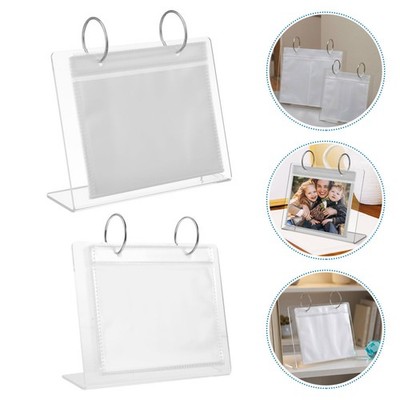 2Pcs Transparent Acrylic Desktop Photo Holder with Flip Album for Office