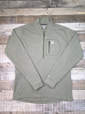 Carhartt Force 1/2 Zip Pullover Moss Green Men's M Stretch Rugged Workwear Top