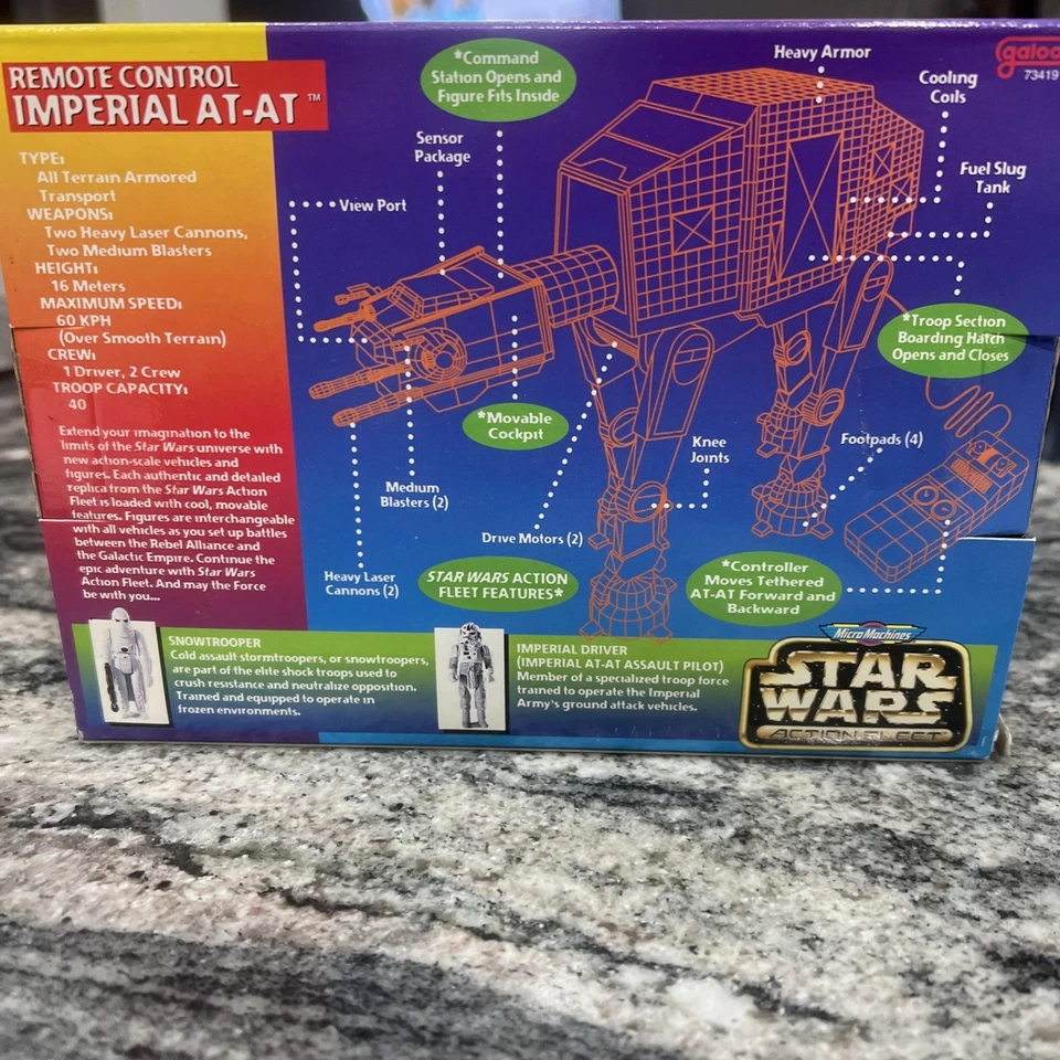 Star Wars Micro Machines Action Fleet: Control remoto AT-AT Galoob 1996 en caja Foto 2 de 4