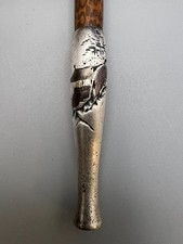 Japanese Antique silver smoking pipe Kiseru 7.7 inch landscape pattern