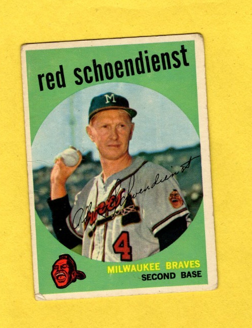 1959 Topps Red Schoendienst #480 Milwaukee Braves VERY GOOD FREE SHIPPING