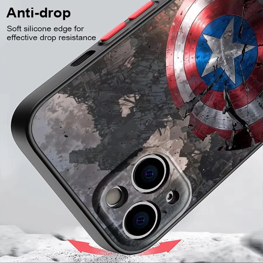 Funda de teléfono Marvel Capitán América para iPhone 16 15 14 13 12 11 Pro Max XR XS Foto 4 de 4