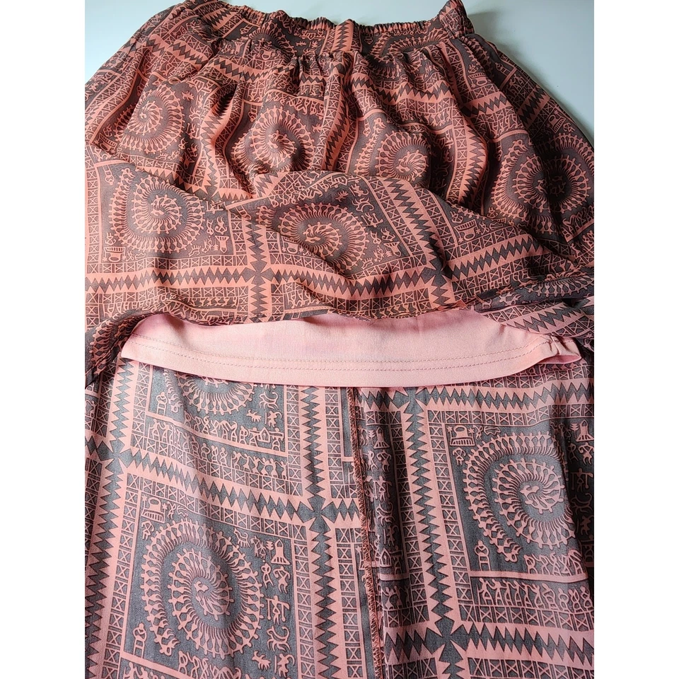 Falda UMGEE Naranja Rojo Diseño Tribal Alta Baja Gitana Hippie Boho Fluida Talla S Foto 3 de 4