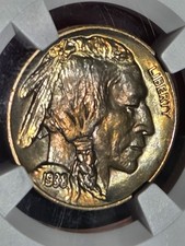 1938 D Buffalo Nickel NGC MS65 Rainbow Toned