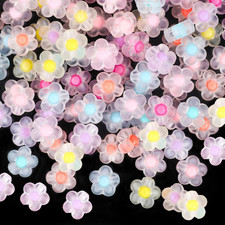 200PCS Acrylic Flower Beads, Candy Colors Spacer Loose Beads  13Mm Small Transp