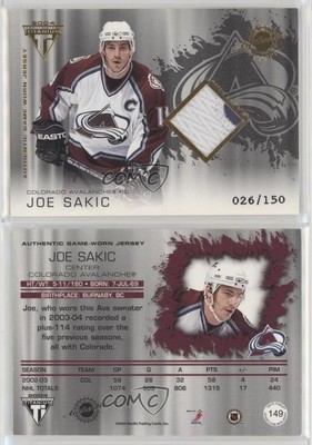 2003-04 Pacific Private Stock Titanium Variation /150 Joe Sakic #149 Patch HOF