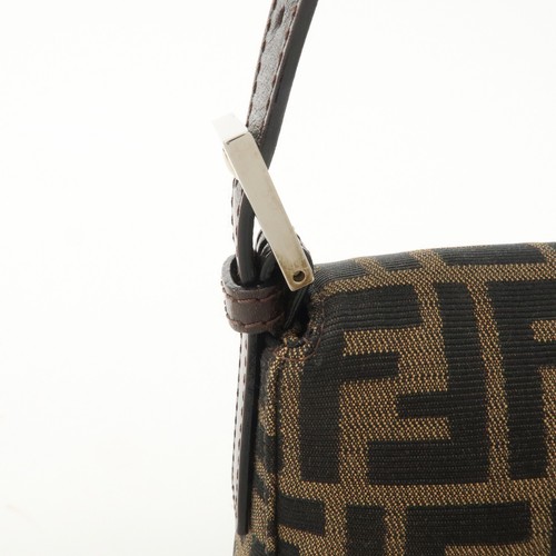 Authentic FENDI Zucca Canvas Leather Mamma Baguette Shoulder Bag 26424 Used F/S - Picture 9 of 24