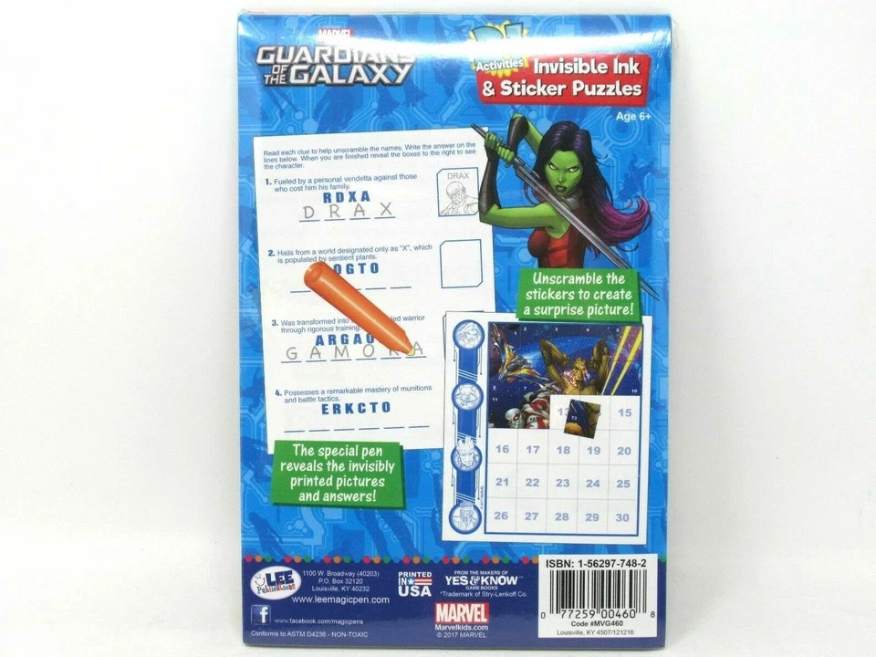 Lee Publication Guardians Of The Galaxy 2 In 1 Magic Pen Painting Sticker Puzzle - Image 3 of 3