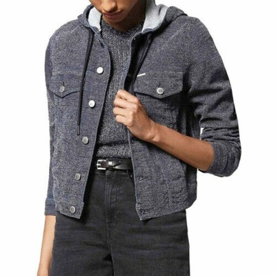 DIESEL LEISY NE VESTE Damen Jogg Jeans Jacke Sweat Kapuze Winter Outwear Mantel