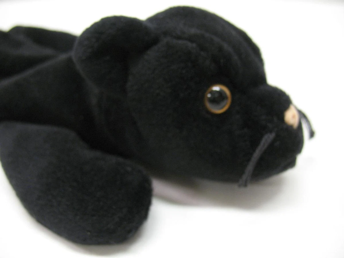 TY RETIRED 1995 Beanie Baby Velvet Black Panther Big Cat Tag Errors PVC MWMT
