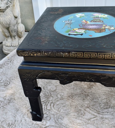 Vintage Asian Cocktail Table w/Cloisonné Panels - Picture 7 of 13